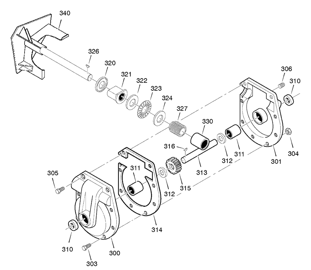 Gear Case Diagram and Parts List for 628102X16A 2005 Briggs and Stratton Snow Blower